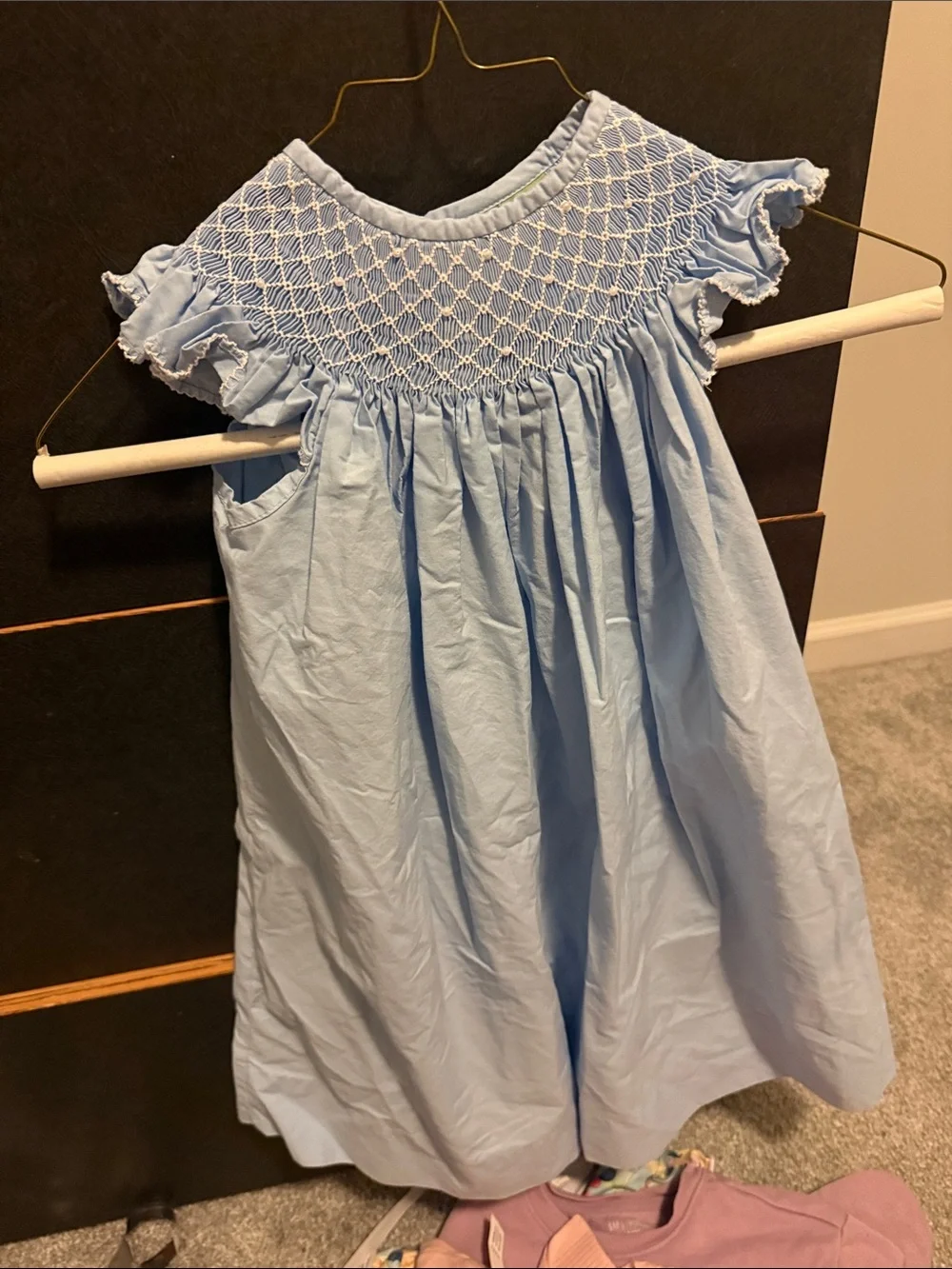 Classic Light Blue Smocked Girls' Formal Dress